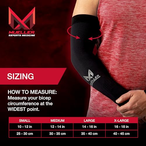 MUELLER Esports Medicine True Graduated Compression Gaming Arm Sleeves, For Men and Women, Fits Left and Right Arm, Black, Large - Image 4