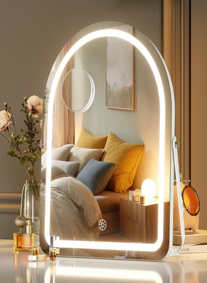 MINISO Vanity Mirror with Lights and Bluetooth Speaker-11.5" x 14" Arched Makeup Mirror with 3 Color Lights, Adjustable Brightness,10X Magnification, 360°Rotation - Image 1