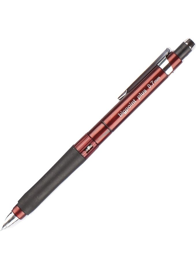 Bigpoint | Plus Mechanical Pencil, Concealable Metal Tip, Soft Body Mechanical Tip Pencil, 0.7 Mm, Red 
