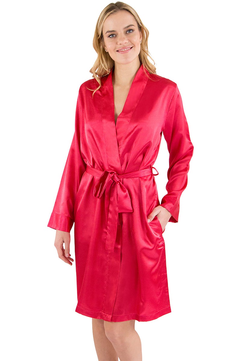 Intimo Women's Satin Kimono, Red, Large - Image 1