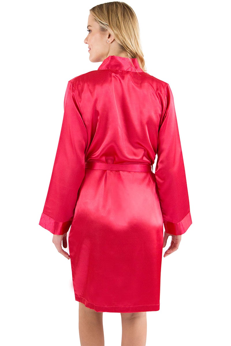 Intimo Women's Satin Kimono, Red, Large - Image 2