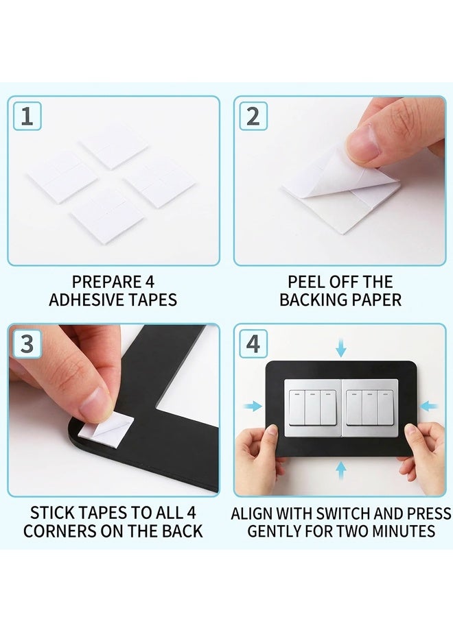 2 PCS Black Acrylic Double Socket Surround Cover Self Adhesive Decorative Wall Switch Frame - Image 4