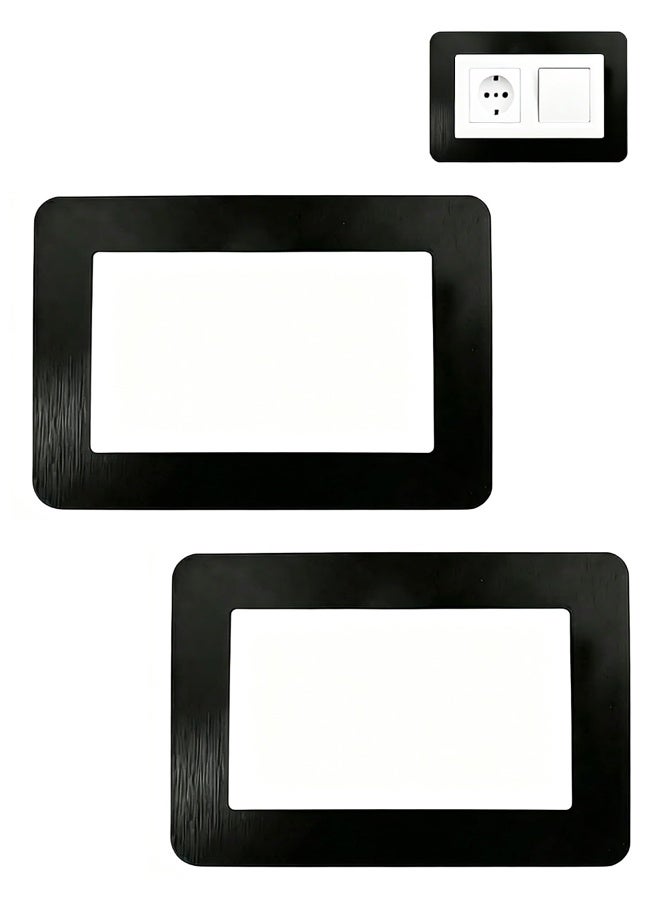 2 PCS Black Acrylic Double Socket Surround Cover Self Adhesive Decorative Wall Switch Frame - Image 1