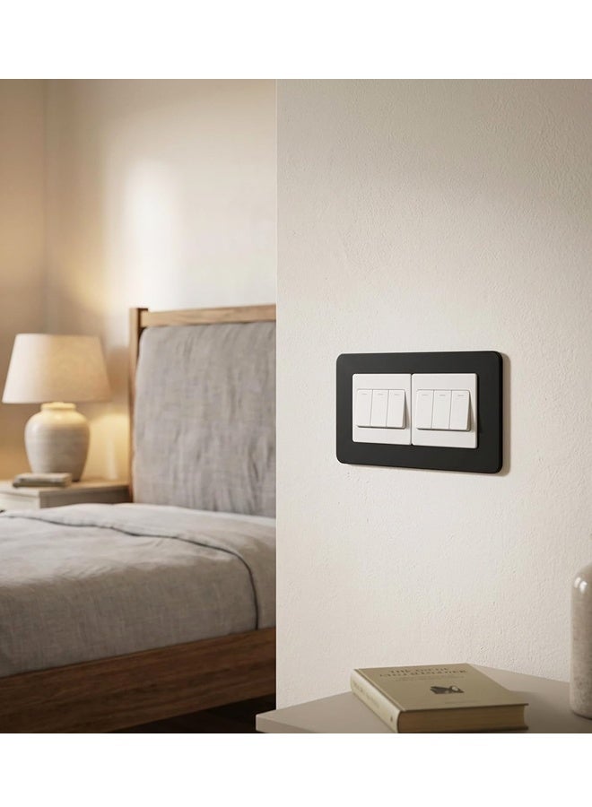 2 PCS Black Acrylic Double Socket Surround Cover Self Adhesive Decorative Wall Switch Frame - Image 5