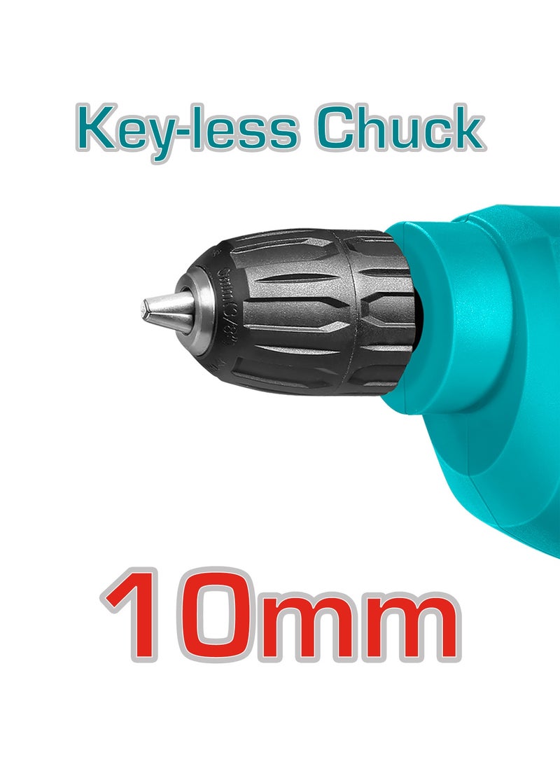 TOTAL 550W High-Speed Electric Drill - 10mm Keyless Chuck (0-3300RPM) with Variable Speed Control, Forward/Reverse Switch & Extra Carbon Brushes - TD551082 - Image 2