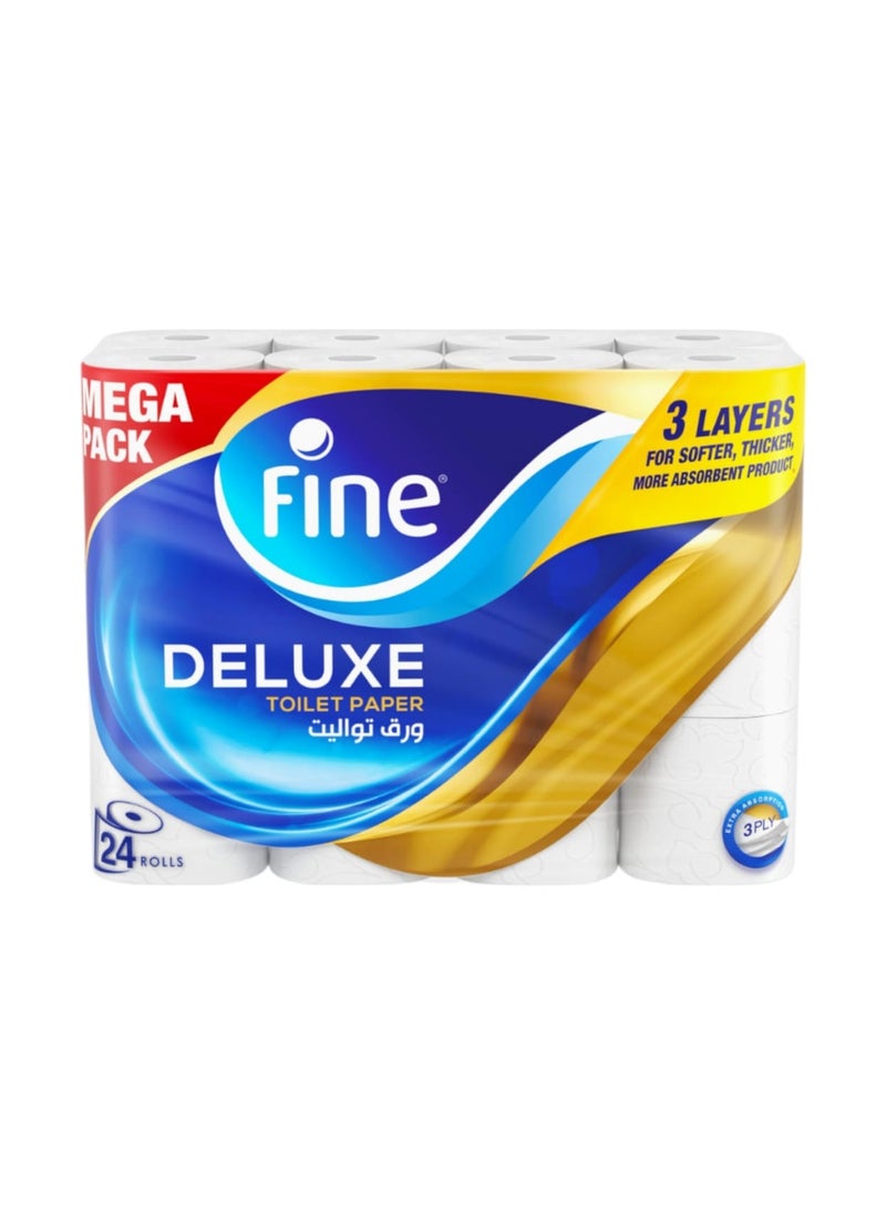 Fine Deluxe Toilet Paper 3 Ply 140 Sheets * 24 Rolls 