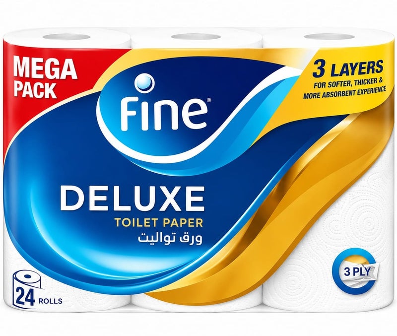 Deluxe Toilet Paper 3 Ply 140 Sheets * 24 Rolls