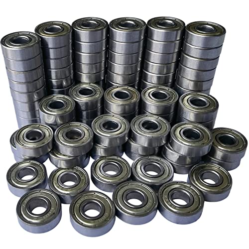Tonmp 100 PCS 608-ZZ Ball Bearing - Double Metal Sealed Shielded Miniature Deep Groove Bearings for Furniture Wheel,Skateboards, Inline Skates, Scooters, Roller Blade Skates (8mm x 22mm x 7mm) - Image 1