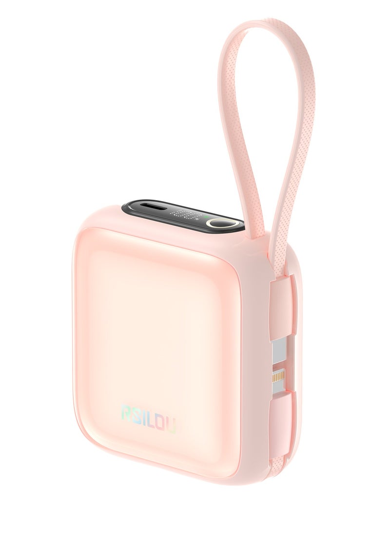 rsilou - rsilou 10000mAh Capacity Power Bank,PD, Built-in Type-C and Lightning Cables, 22.5W Fast Charging Per Port, 38.5 Total Max Output Power, Multi-Device Compatibility, Digital Display - Image 1
