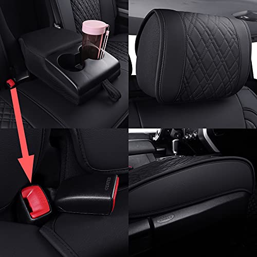 Aierxuan Toyota Tundra Seat Covers Full Set Custom Fit 2008-2024 CrewMax cab Double cab Pickup Truck Waterproof Leather Tundrasine Concept Limited Platinum 1794 Edition car cushions Black - Image 5