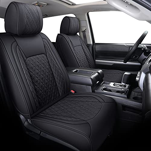 Aierxuan Toyota Tundra Seat Covers Full Set Custom Fit 2008-2024 CrewMax cab Double cab Pickup Truck Waterproof Leather Tundrasine Concept Limited Platinum 1794 Edition car cushions Black - Image 1