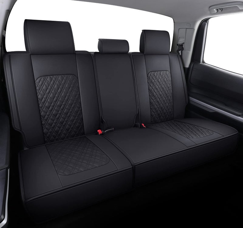 Aierxuan Toyota Tundra Seat Covers Full Set Custom Fit 2008-2024 CrewMax cab Double cab Pickup Truck Waterproof Leather Tundrasine Concept Limited Platinum 1794 Edition car cushions Black - Image 3