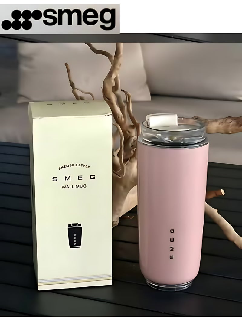 سميج فنجان قهوة | كوب مشروبات معزول مع غطاء مانع للتسرب | كوب قهوة طويل الأمد مع غطاء | كوب قهوة للسفر | 1 حزمة | وردي - Image 1