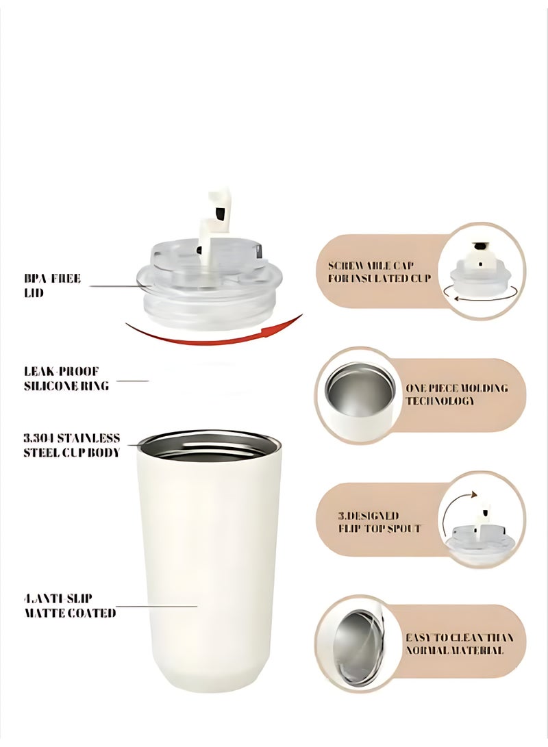 سميج فنجان قهوة | كوب مشروبات معزول مع غطاء مانع للتسرب | كوب قهوة طويل الأمد مع غطاء | كوب قهوة للسفر | 1 حزمة | وردي - Image 4