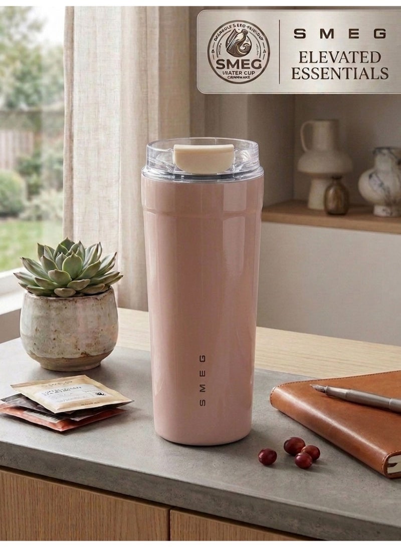 Smeg Coffee Mug | Insulated Beverage Cup with Leakproof Lid | Long Lasting Coffee Tumbler with Lid | Travel Coffee Cup | 1-Pack | Pink - Image 1