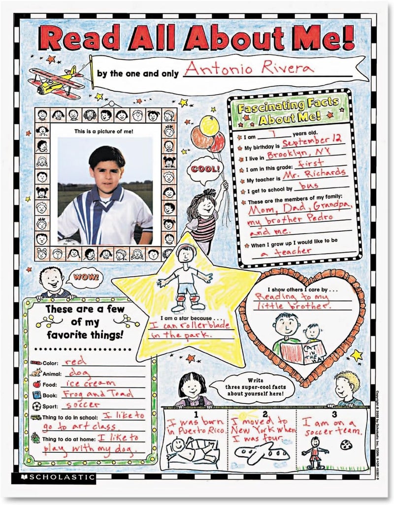 Instant Personal Poster Sets: Read All About Me: Big Write-and-Read Learning Posters Ready for Kids to Personalize and Display With Pride!