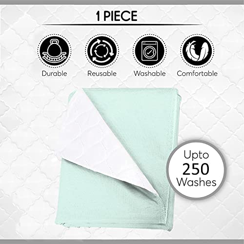 KosmoCare Polyester Reusable Underpad Washable Incontinence Bed Pad Overnight Sheet, Underpad Mattress Protection for Baby, Elderly & Patient Care - (Twill) - Green - Image 2