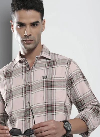 The Indian Garage Co Men Regular Fit Checkered Full Sleeves Spread Collar Casual Shirt
