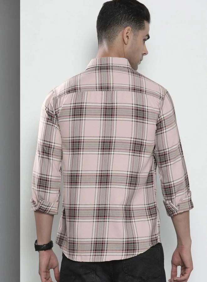 The Indian Garage Co Men Regular Fit Checkered Full Sleeves Spread Collar Casual Shirt