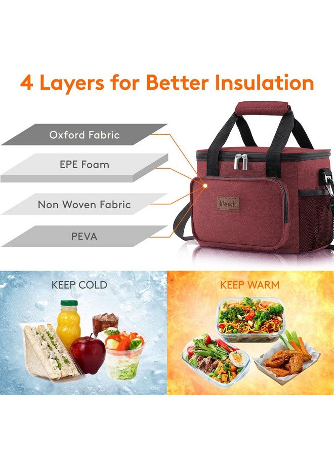 Lifewit Large Lunch Bag Insulated Lunch Box Soft Cooler Cooling Tote for Adult Men Women, Burgundy 12-Can (8.5L) - Image 2