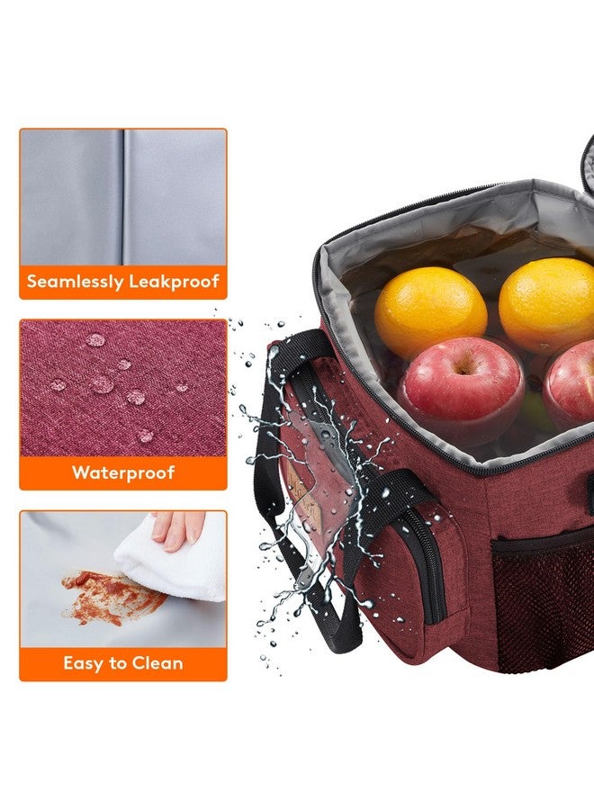 Lifewit Large Lunch Bag Insulated Lunch Box Soft Cooler Cooling Tote for Adult Men Women, Burgundy 12-Can (8.5L) - Image 5