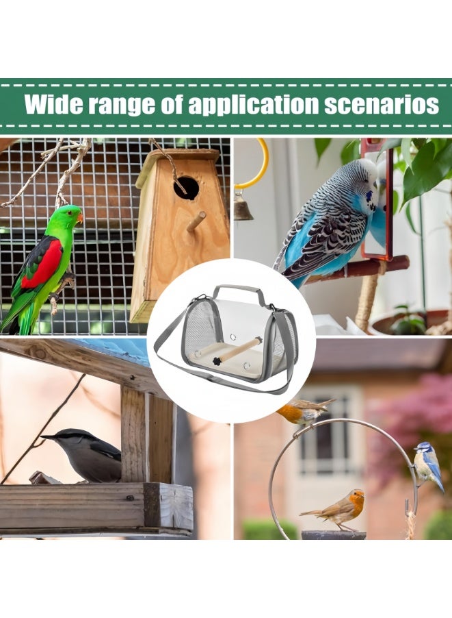 قفص نقل طيور محمول للسفر، قفص سفر صغير للحيوانات الأليفة مزود بجثم وصينية من البولي بروبيلين، مثالي للببغاء، والباراكيت، والحيوانات الصغيرة أثناء المشي لمسافات طويلة، والتخييم، وزيارات الطبيب البيطري (رمادي، NB108) - Image 2