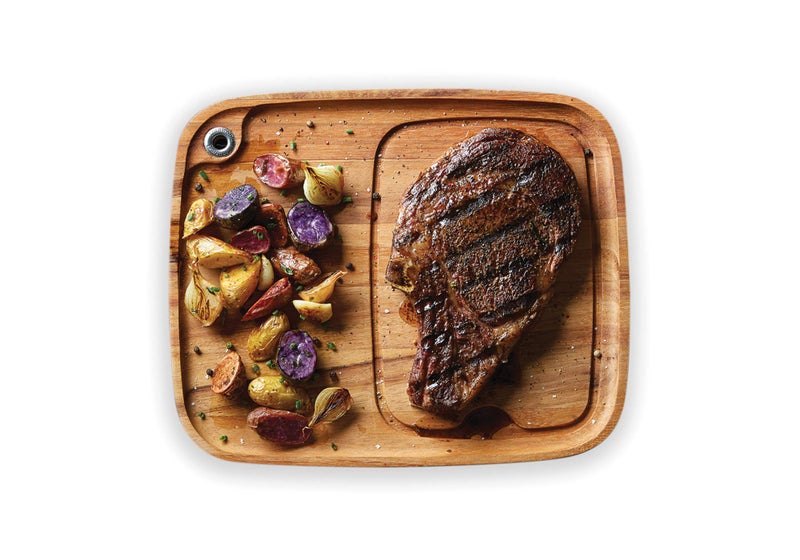 Ironwood Gourmet Ironwood Gourmet Fort Worth Steak Plate with Juice Channel, Acacia Wood 13 x 11 x 0.75 -inches, Brown  - Image 1