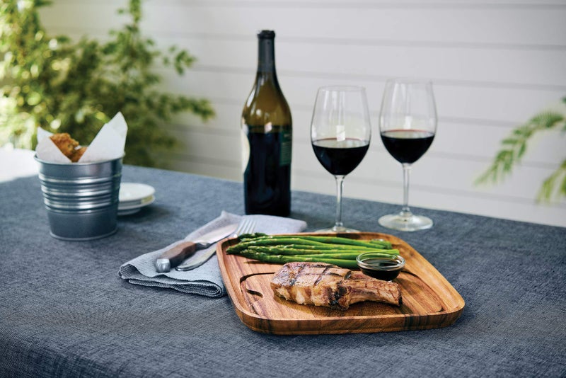Ironwood Gourmet Ironwood Gourmet Fort Worth Steak Plate with Juice Channel, Acacia Wood 13 x 11 x 0.75 -inches, Brown  - Image 4