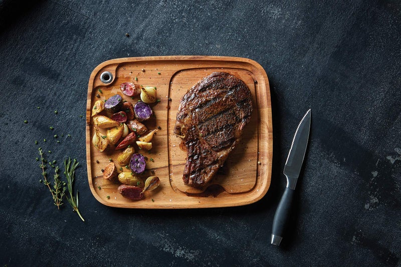 Ironwood Gourmet Ironwood Gourmet Fort Worth Steak Plate with Juice Channel, Acacia Wood 13 x 11 x 0.75 -inches, Brown  - Image 5
