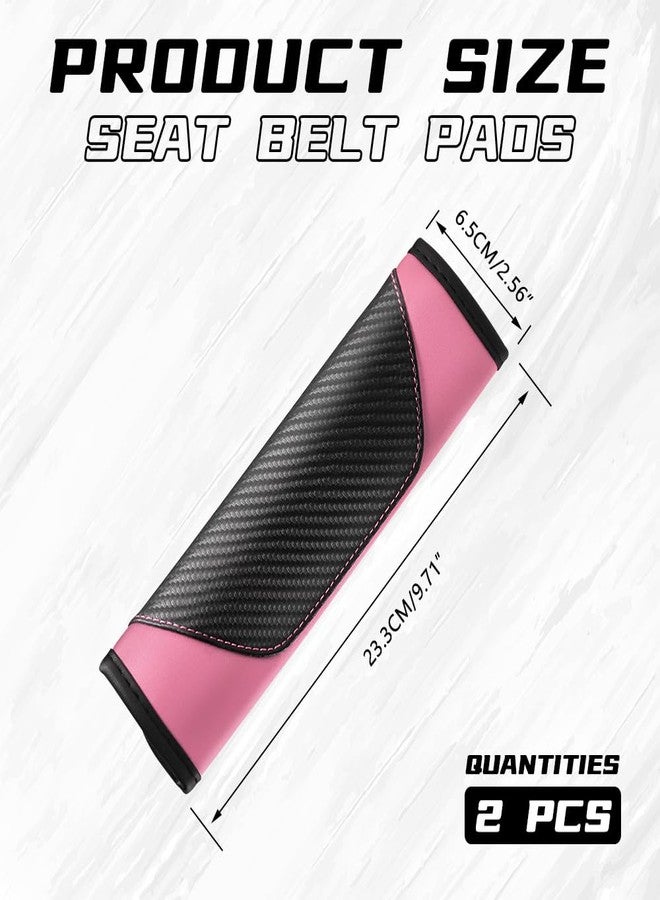 ongfuwu 2PCS Car Seat Belt Cover Pad, Soft Carbon Fiber Leather Seatbelt Shoulder Protector for a More Comfortable Driving, Universal Safety Belt Strap Cover to Protect Your Neck (Pink) - Image 2