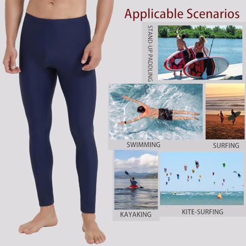 Ubestyle UPF 50+ Men's Active Surfing Water Leggings Swim Pants Swim Tights Beach Pants Sun Protective Navy (U3006NAVYL) - Image 4