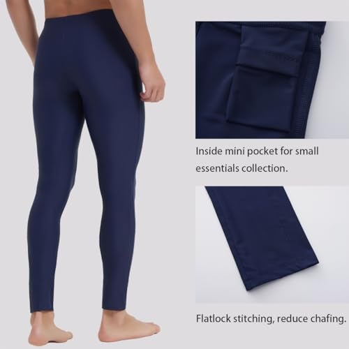 Ubestyle UPF 50+ Men's Active Surfing Water Leggings Swim Pants Swim Tights Beach Pants Sun Protective Navy (U3006NAVYL) - Image 3