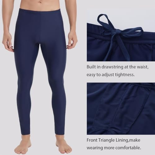 Ubestyle UPF 50+ Men's Active Surfing Water Leggings Swim Pants Swim Tights Beach Pants Sun Protective Navy (U3006NAVYL) - Image 2