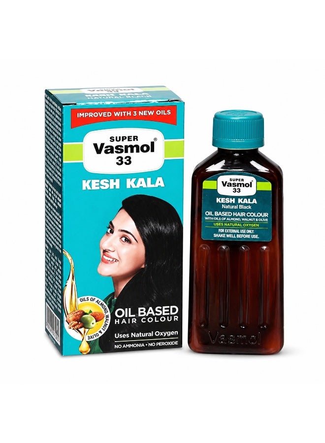 Vasmol Super Vasmol 33 Kesh Kala Oil Based Hair Colour, Natural Black, 100ml - Image 1