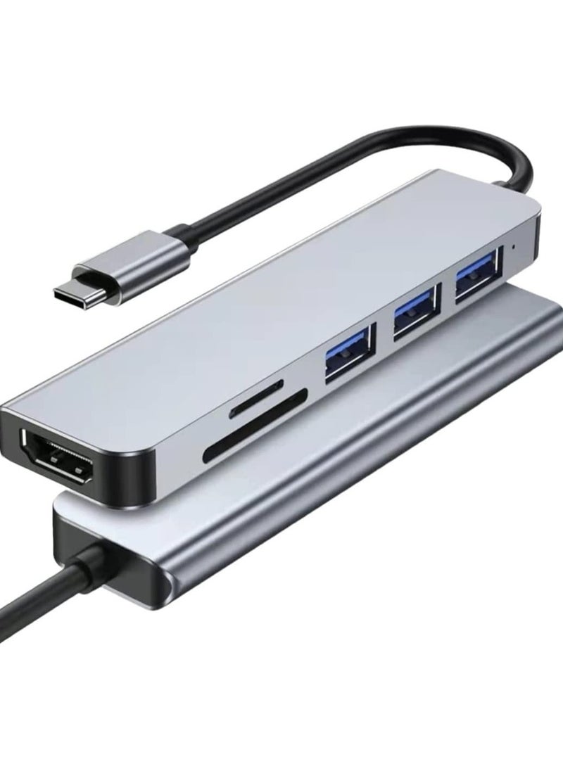 ELTRAZONE USB-C Hub.USB C Docking Adapter. 6-In-1 USB To HDMI Multi-Port Adapter Compatible With USB C Laptops And Other Type C Devices (4K HDMI USB3.0 SD/TF Card Reader 100W PD, Titanium Empty Gray  - Image 3