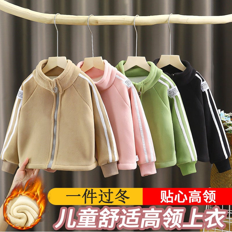 New Children'S Fleece Jacket For Boys And Girls, Thickened Warm Coat With Stand Collar For - Image 2