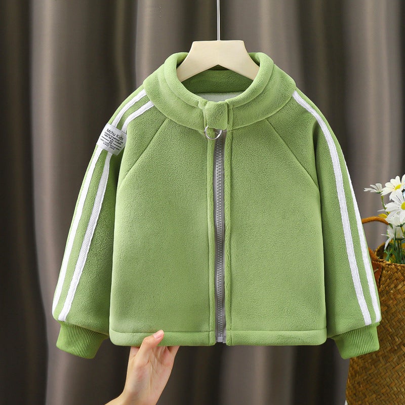 New Children'S Fleece Jacket For Boys And Girls, Thickened Warm Coat With Stand Collar For - Image 1