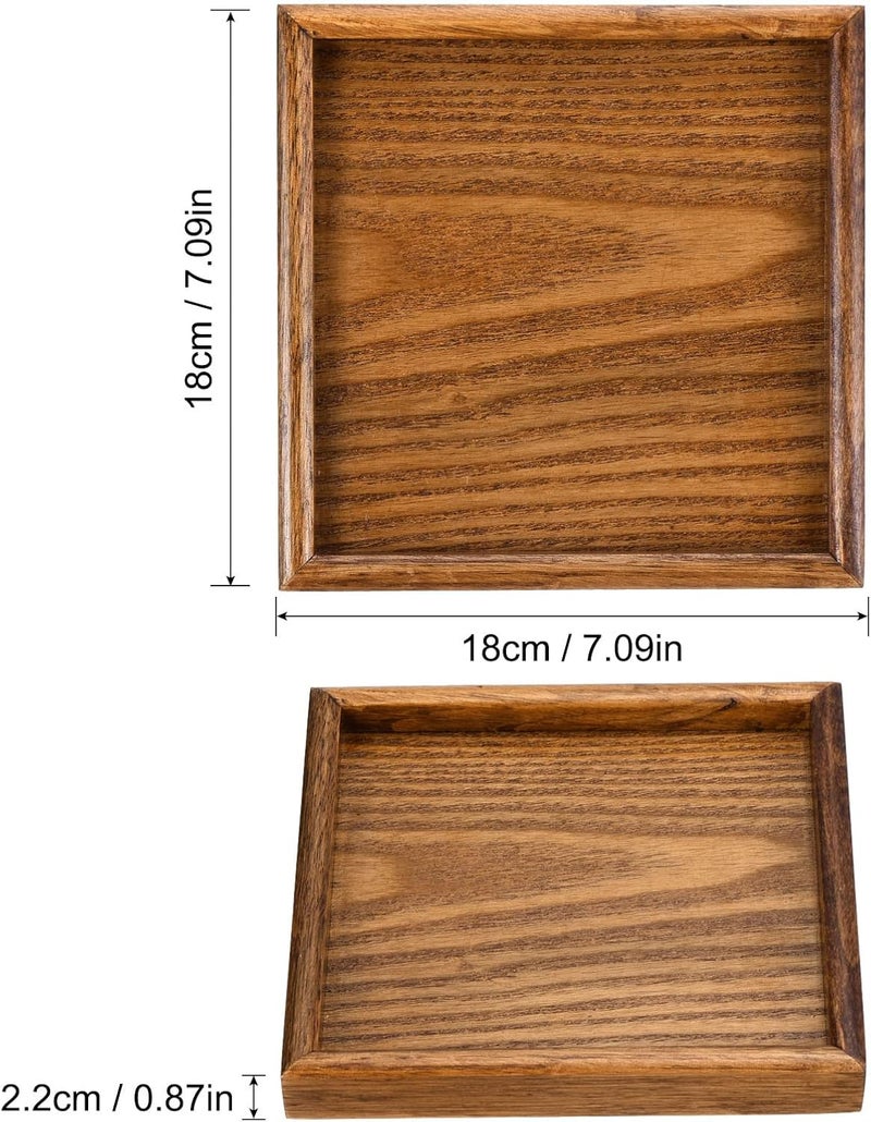 PATIKIL Wood Serving Tray 7 Inch Square Decorative Platter for Home Decor Kitchen Table Candle Holder Brown - Image 2