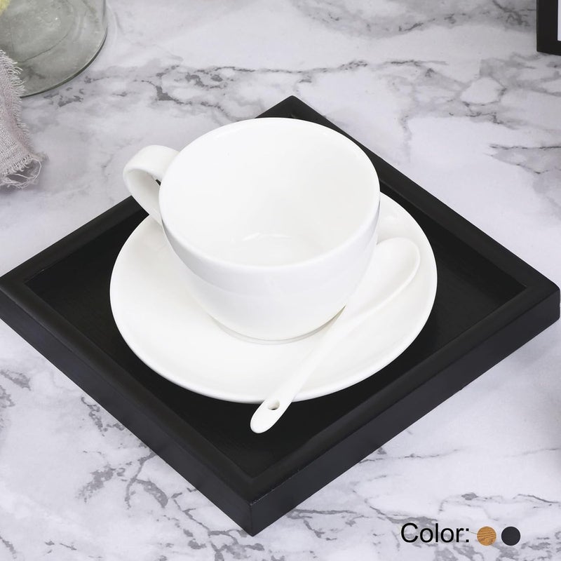 PATIKIL Wood Serving Tray 7 Inch Square Decorative Platter for Home Decor Kitchen Table Candle Holder Brown - Image 4