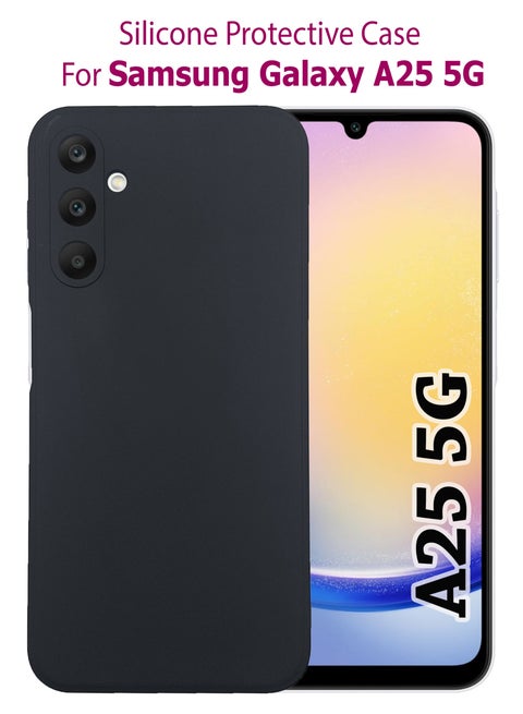 Silicone Protective Back Case Cover For Samsung Galaxy A25 5G - Black