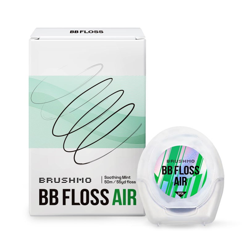 Brushmo Black Floss Air (BB Floss Air) - Ultra Soft & Thin Expanding Gum-Friendly Soothing Mint Dental Floss, Natural Wax Helps Remove Plaque from Teeth, US-Dentist Designed PTFE & PFAS Free, 55 yd - Image 1