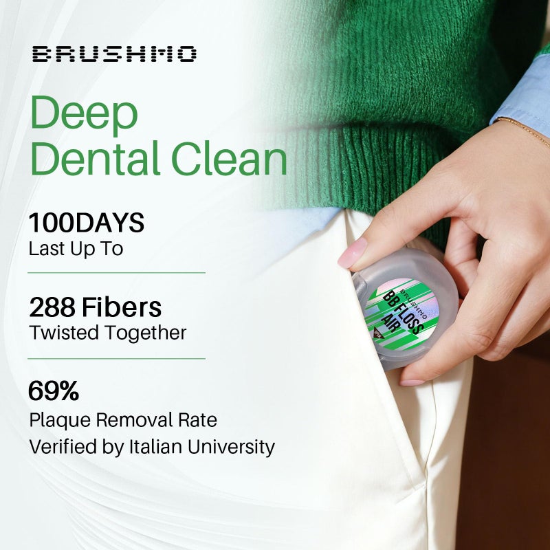 Brushmo Black Floss Air (BB Floss Air) - Ultra Soft & Thin Expanding Gum-Friendly Soothing Mint Dental Floss, Natural Wax Helps Remove Plaque from Teeth, US-Dentist Designed PTFE & PFAS Free, 55 yd - Image 3