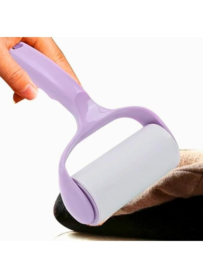 فرشاة دوارة لازالة الوبر فائقة الالتصاق مع 2 عبوة اعادة تعبئة لشعر الحيوانات الاليفة والغبار والمفروشات والملابس والمظلات ومقاعد السيارة، بكرة لاصقة محمولة مع مقبض مريح (ارجواني) - Image 4