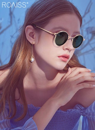 Women's Round Sunglasses UV400 Protection Sun Glasses with Gold Metal Frame and Green Lenses Fashion Anti Glare Sun Shades with Glasses Case 47mm - pzsku/Z7D3DA13D04540B337806Z/45/_/1706952751/d752e06c-7ac0-45b2-8101-0801e73ac55c