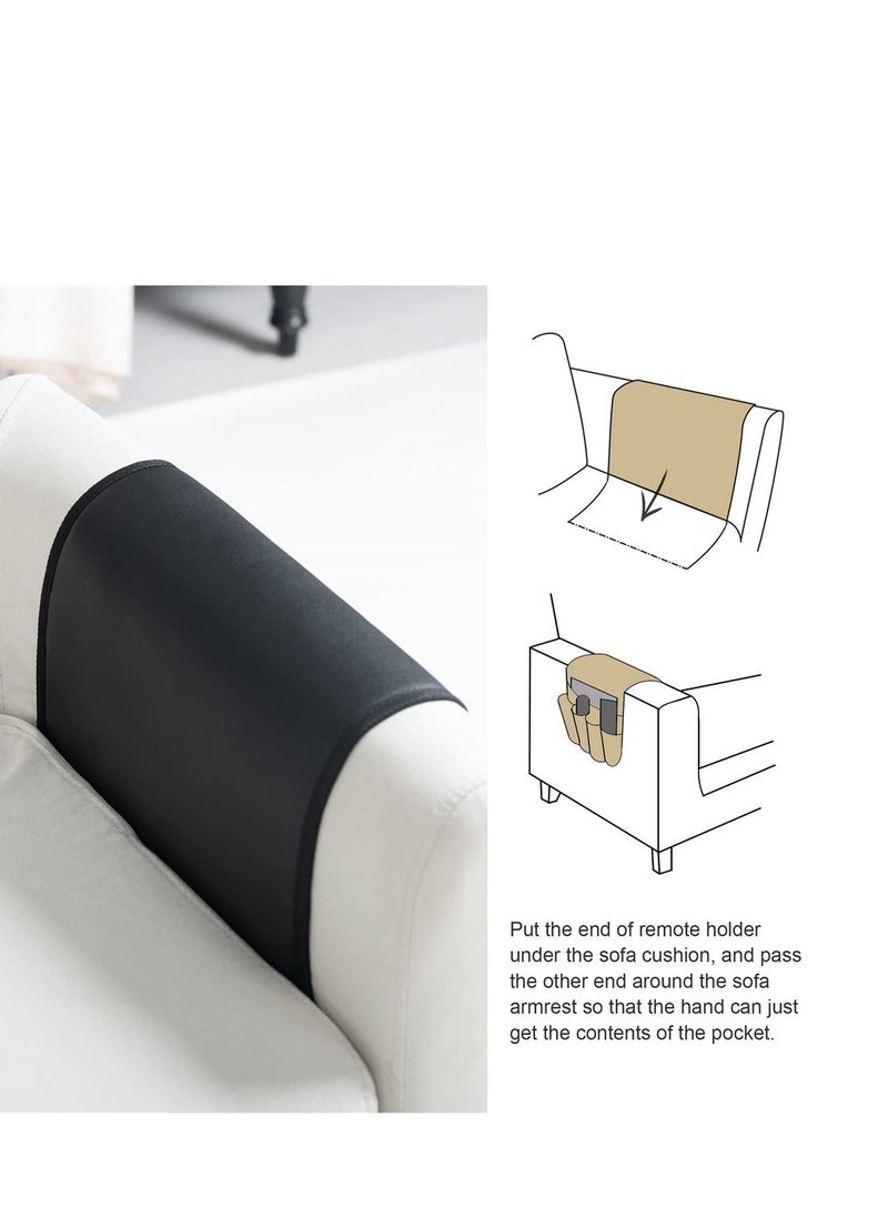 Y&D - Leather Sofa Armrest Organizer, Non-Slip Armchair Caddy for Couch Remote Control Holder with 5 Pockets Phone, Book, Magazines, Tablet, Recliner Tidy Hanging Storage Bag Arm Chair - Image 1