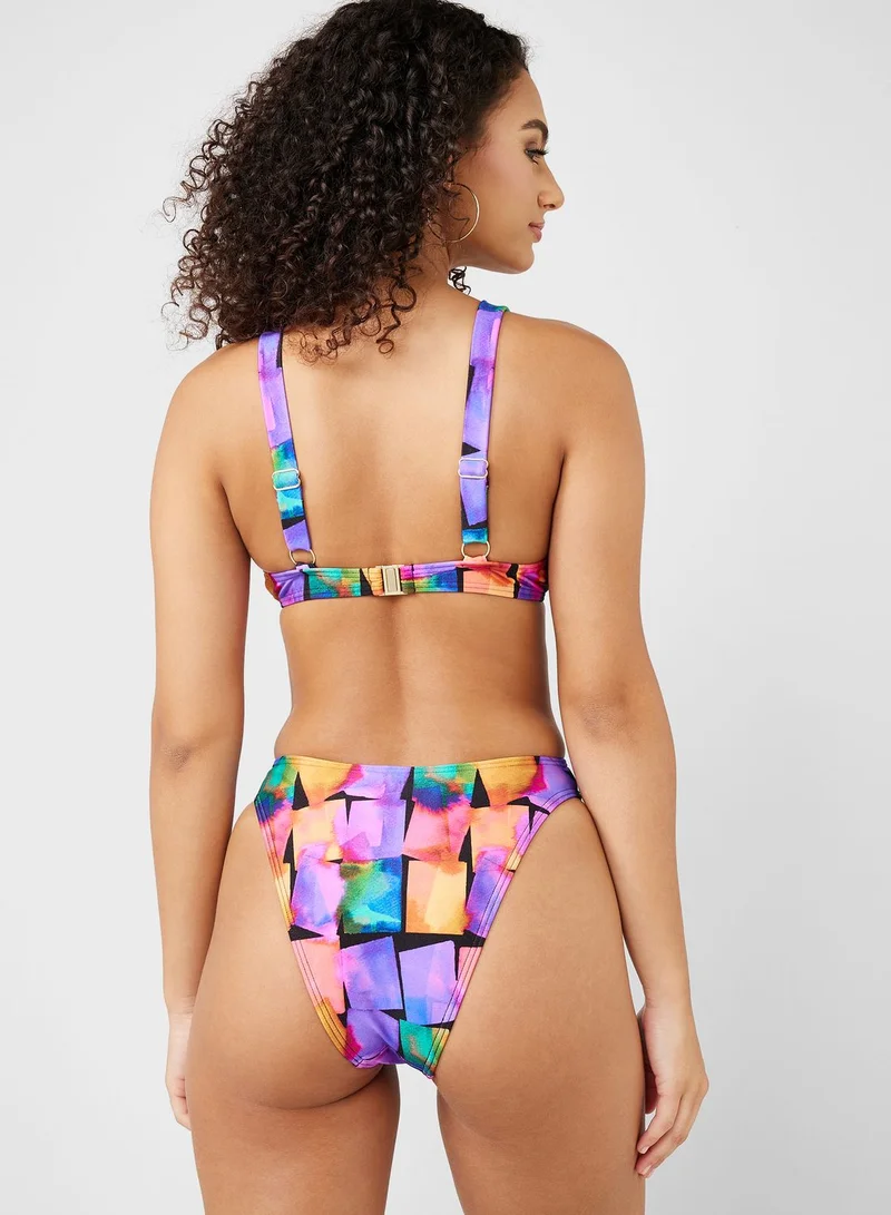 SOUTH BEACH Printed Tie Detail Swimsuit