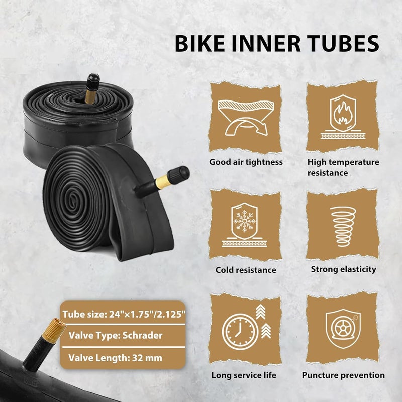 MOHEGIA Mountain Bike Tires Set: 2-Pack 24x1.95 Inch Folding Replacement Bicycle Tires with Inner Tubes and Tire Levers - Image 4
