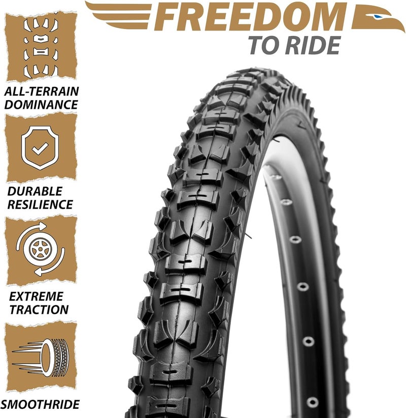 MOHEGIA Mountain Bike Tires Set: 2-Pack 24x1.95 Inch Folding Replacement Bicycle Tires with Inner Tubes and Tire Levers - Image 3