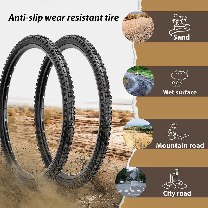 MOHEGIA Mountain Bike Tires Set: 2-Pack 24x1.95 Inch Folding Replacement Bicycle Tires with Inner Tubes and Tire Levers - Image 5