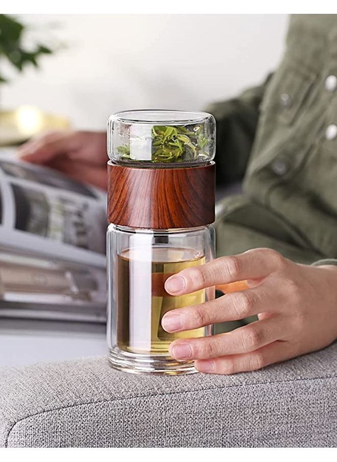 Arabest - Glass Tea Infuser - 8oz Travel Mug with Strainer Tea Tumbler Bottle Leakproof for Loose Leaf Flower Herbal Tea Bags - Image 1